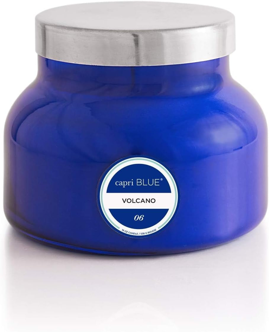 Volcano Scented Candles - Luxury Glass Jar Candles for Home Scented with Tropical Fruit & Sugared Citrus - Soy Wax Blend - Volcano - Black Color (8 Oz)
