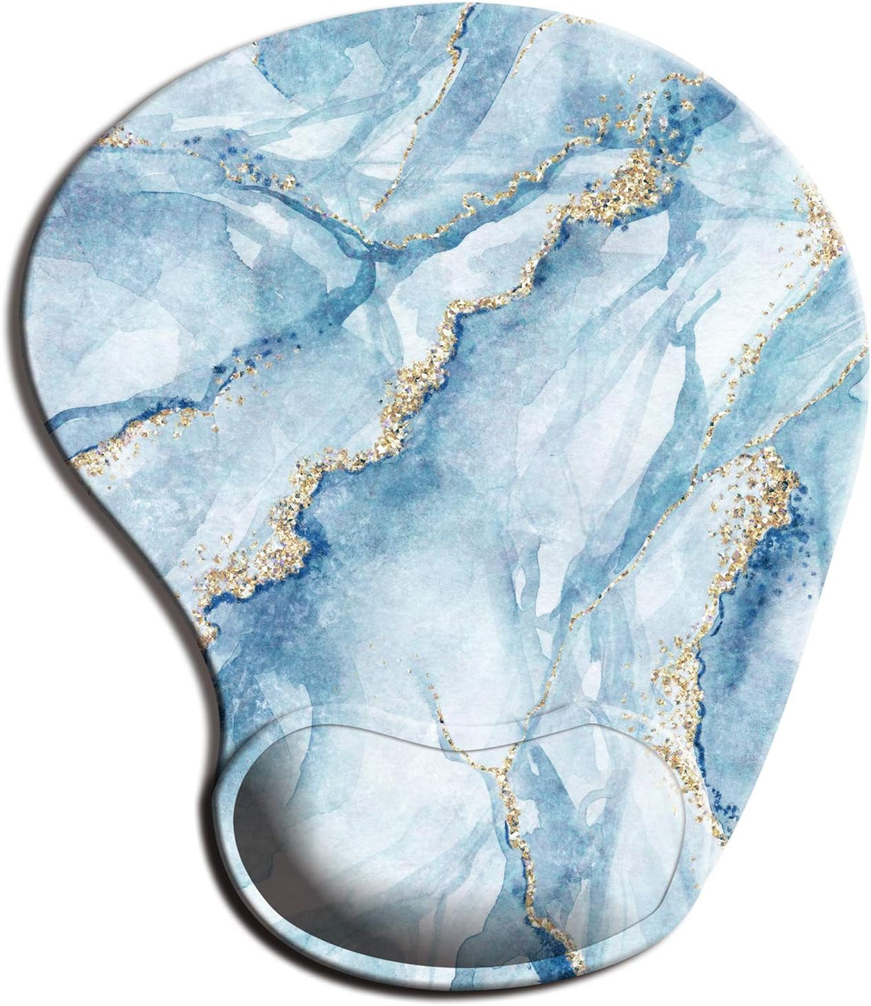 Ergonomic Mouse Pad with Gel Wrist Support Wrist Rest Smooth Surface Non-Slip PU Base Comfortable Office Supplies Pain Relief, 9.5 X 8 Inches, Landscape Forest