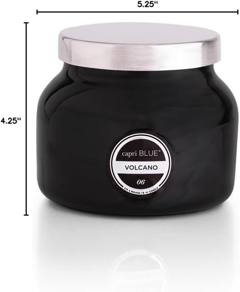 Volcano Scented Candles - Luxury Glass Jar Candles for Home Scented with Tropical Fruit & Sugared Citrus - Soy Wax Blend - Volcano - Black Color (8 Oz)