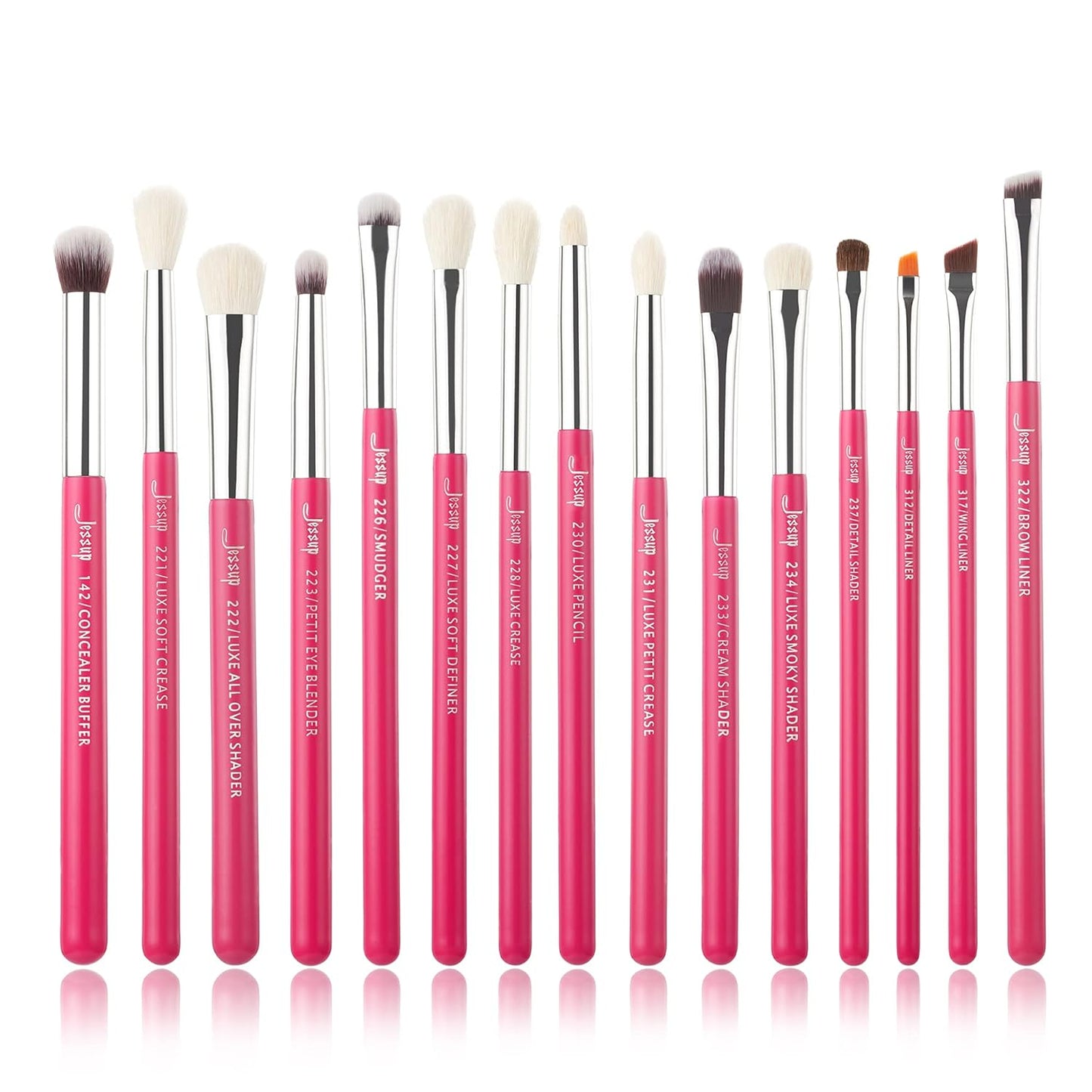 15Pcs Professional Makeup Brushes Set Make up Brush Tools Kit Eye Liner Shader Wood Handle Natural-Synthetic Hair Brushes Pearl Black/Rose Gold T157