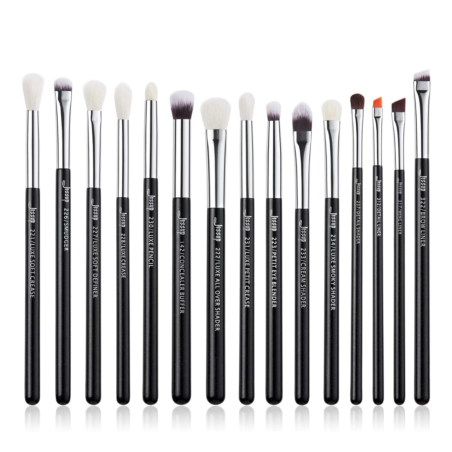 15Pcs Professional Makeup Brushes Set Make up Brush Tools Kit Eye Liner Shader Wood Handle Natural-Synthetic Hair Brushes Pearl Black/Rose Gold T157