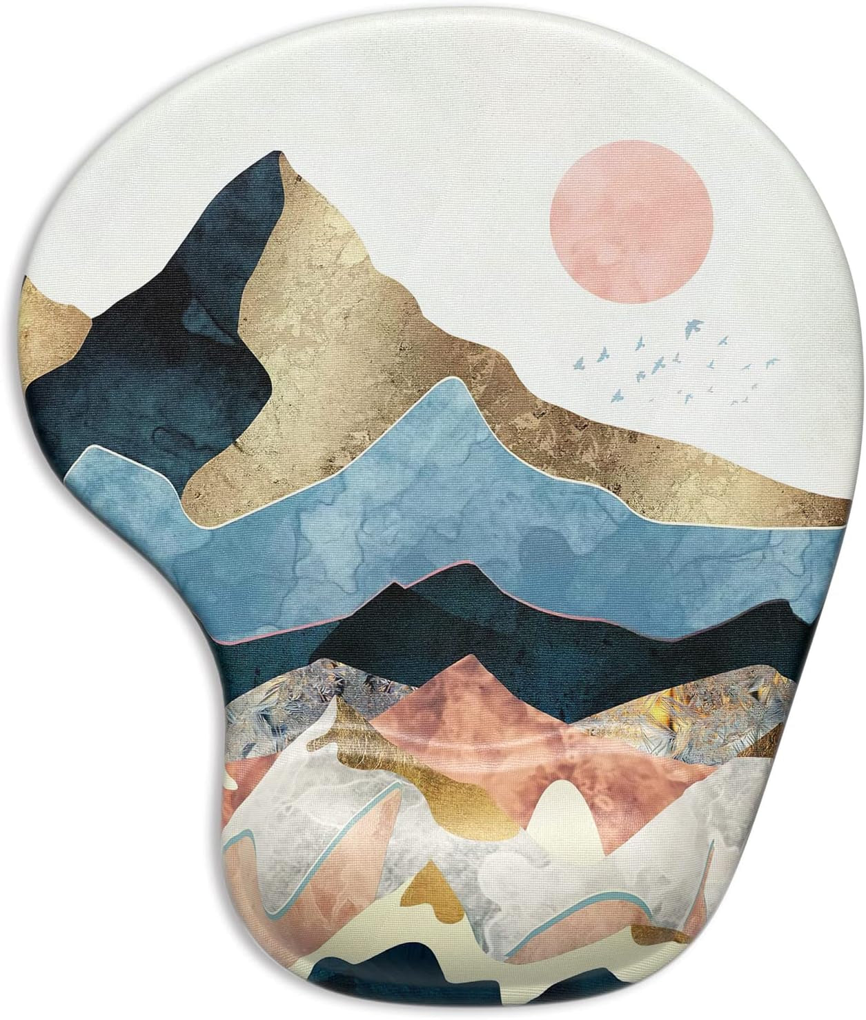 Ergonomic Mouse Pad with Gel Wrist Support Wrist Rest Smooth Surface Non-Slip PU Base Comfortable Office Supplies Pain Relief, 9.5 X 8 Inches, Landscape Forest