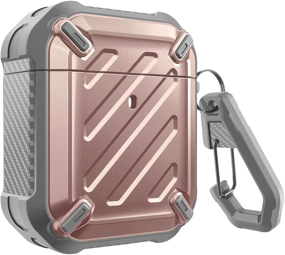 Unicorn Beetle Pro Series Case Designed for Airpods 1 & 2, Full-Body Rugged Protective Case with Carabiner for Apple Airpods 1St & 2Nd (Black)