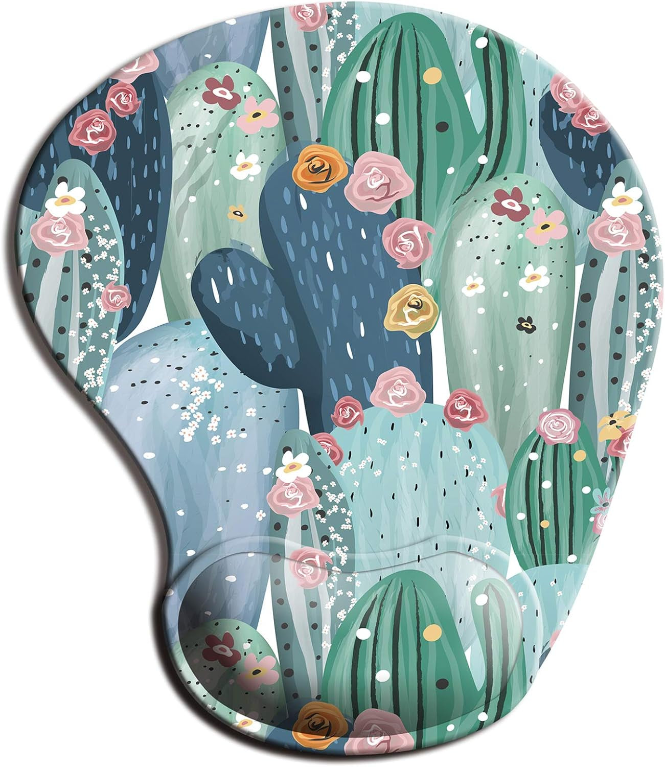 Ergonomic Mouse Pad with Gel Wrist Support Wrist Rest Smooth Surface Non-Slip PU Base Comfortable Office Supplies Pain Relief, 9.5 X 8 Inches, Landscape Forest