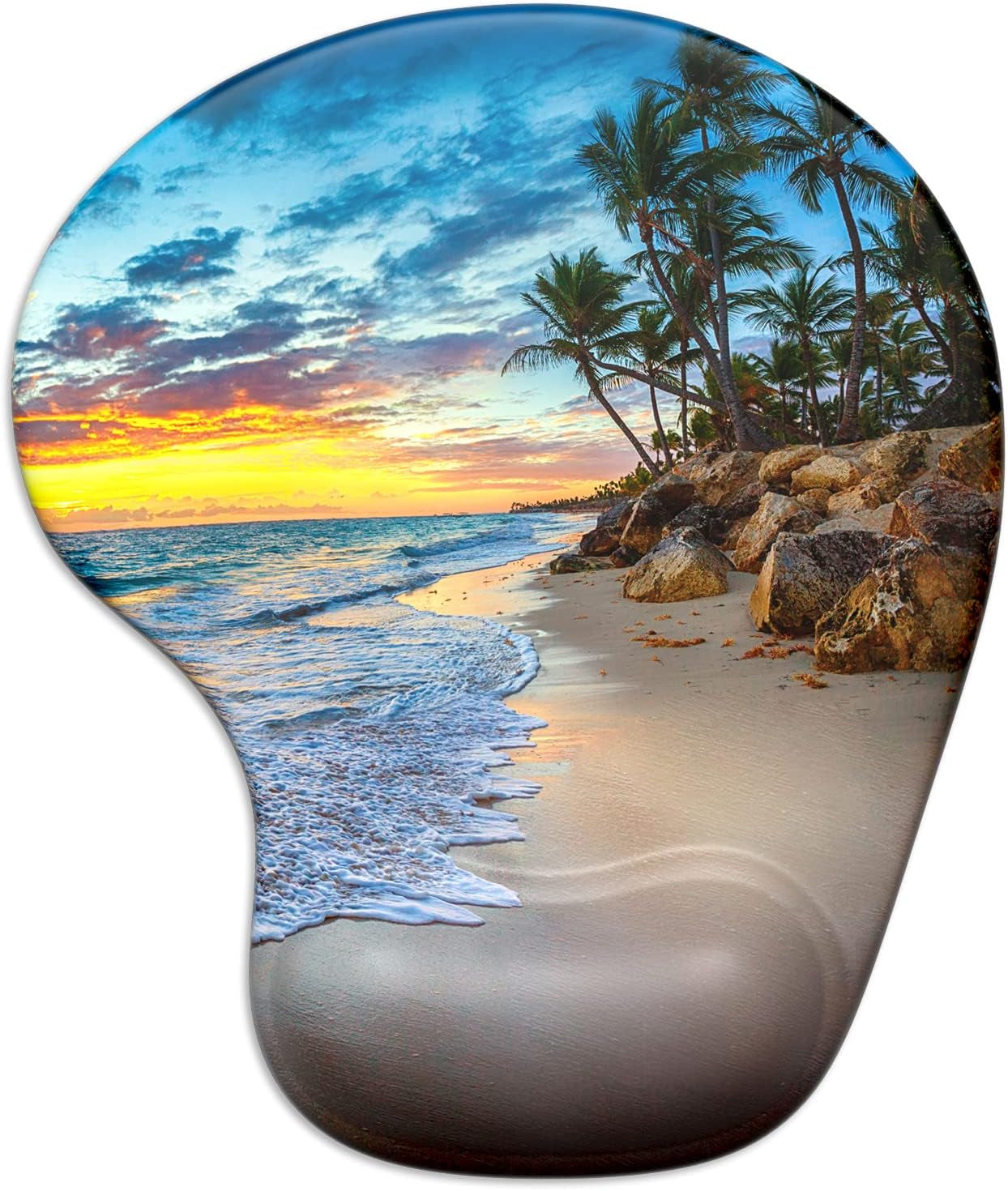 Ergonomic Mouse Pad with Gel Wrist Support Wrist Rest Smooth Surface Non-Slip PU Base Comfortable Office Supplies Pain Relief, 9.5 X 8 Inches, Landscape Forest