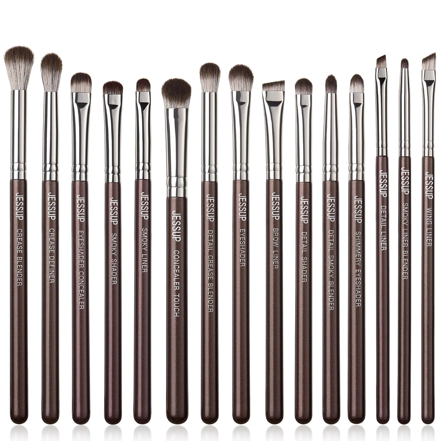 15Pcs Professional Makeup Brushes Set Make up Brush Tools Kit Eye Liner Shader Wood Handle Natural-Synthetic Hair Brushes Pearl Black/Rose Gold T157