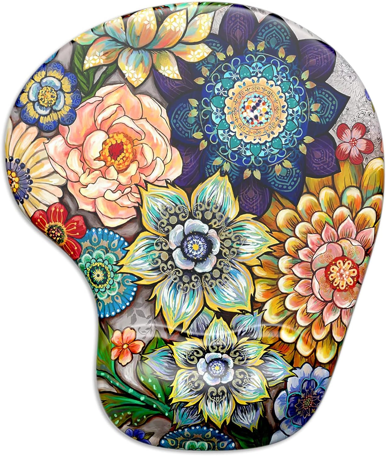 Ergonomic Mouse Pad with Gel Wrist Support Wrist Rest Smooth Surface Non-Slip PU Base Comfortable Office Supplies Pain Relief, 9.5 X 8 Inches, Landscape Forest