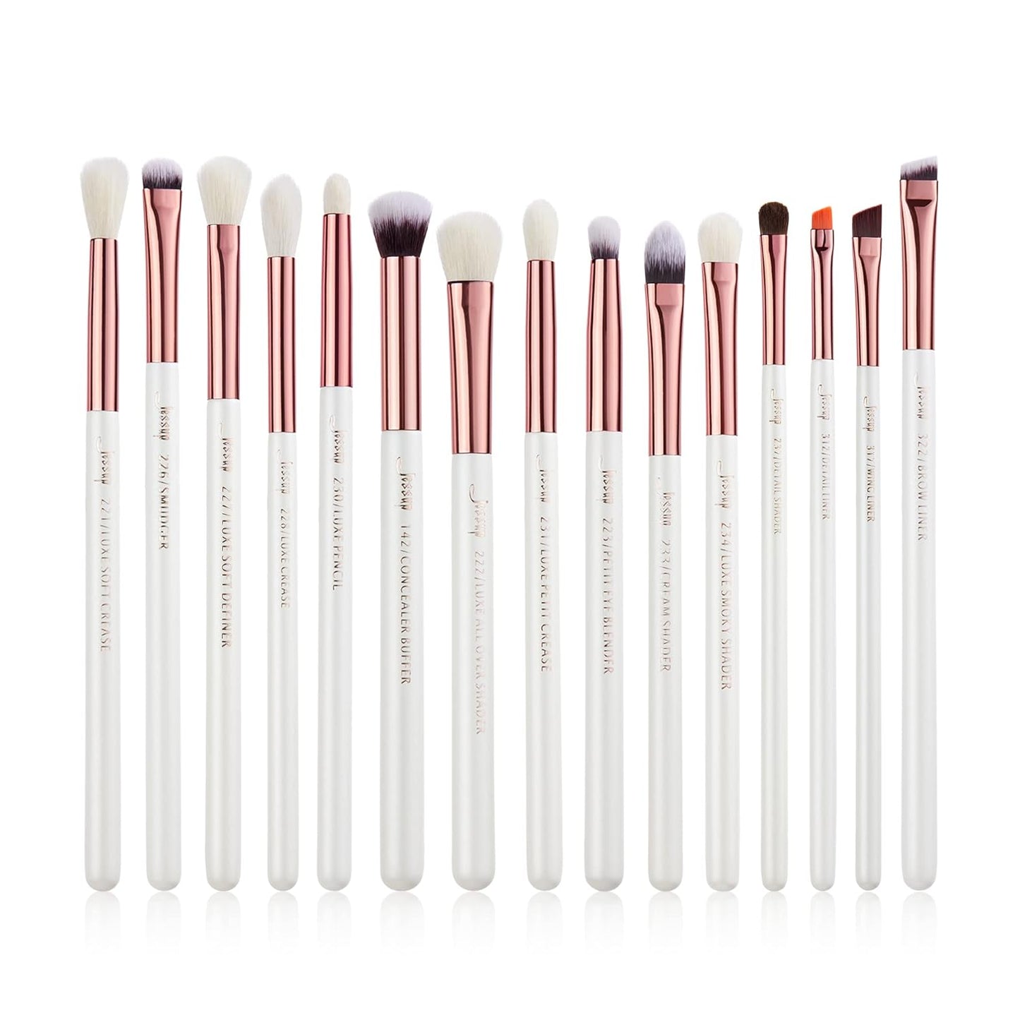 15Pcs Professional Makeup Brushes Set Make up Brush Tools Kit Eye Liner Shader Wood Handle Natural-Synthetic Hair Brushes Pearl Black/Rose Gold T157
