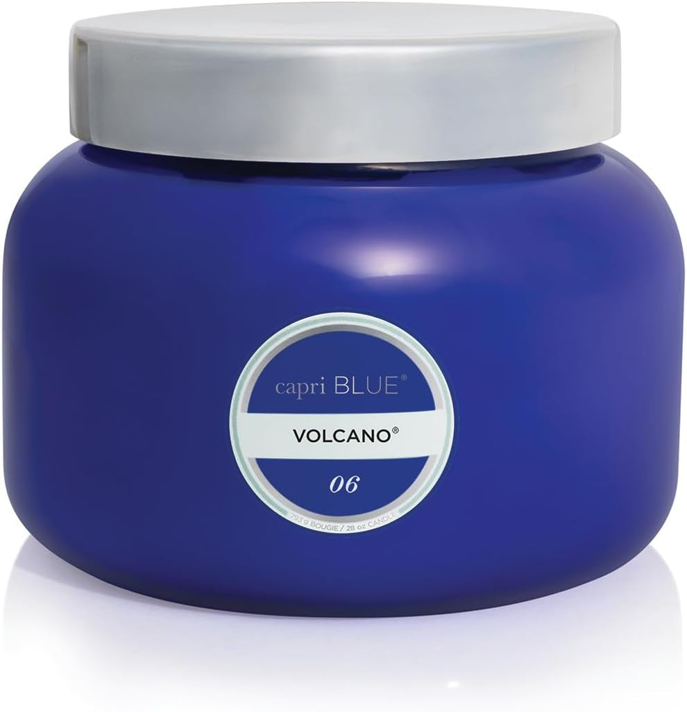 Volcano Scented Candles - Luxury Glass Jar Candles for Home Scented with Tropical Fruit & Sugared Citrus - Soy Wax Blend - Volcano - Black Color (8 Oz)