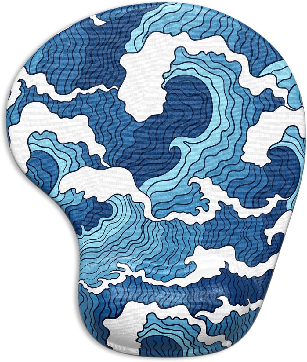 Ergonomic Mouse Pad with Gel Wrist Support Wrist Rest Smooth Surface Non-Slip PU Base Comfortable Office Supplies Pain Relief, 9.5 X 8 Inches, Landscape Forest