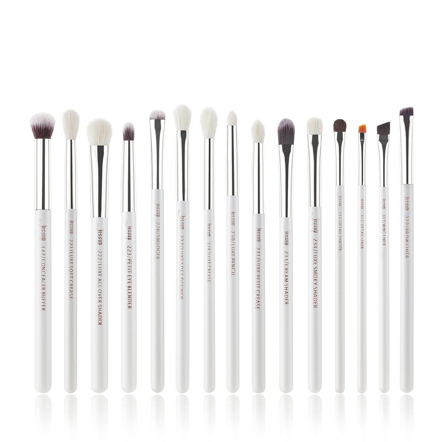 15Pcs Professional Makeup Brushes Set Make up Brush Tools Kit Eye Liner Shader Wood Handle Natural-Synthetic Hair Brushes Pearl Black/Rose Gold T157