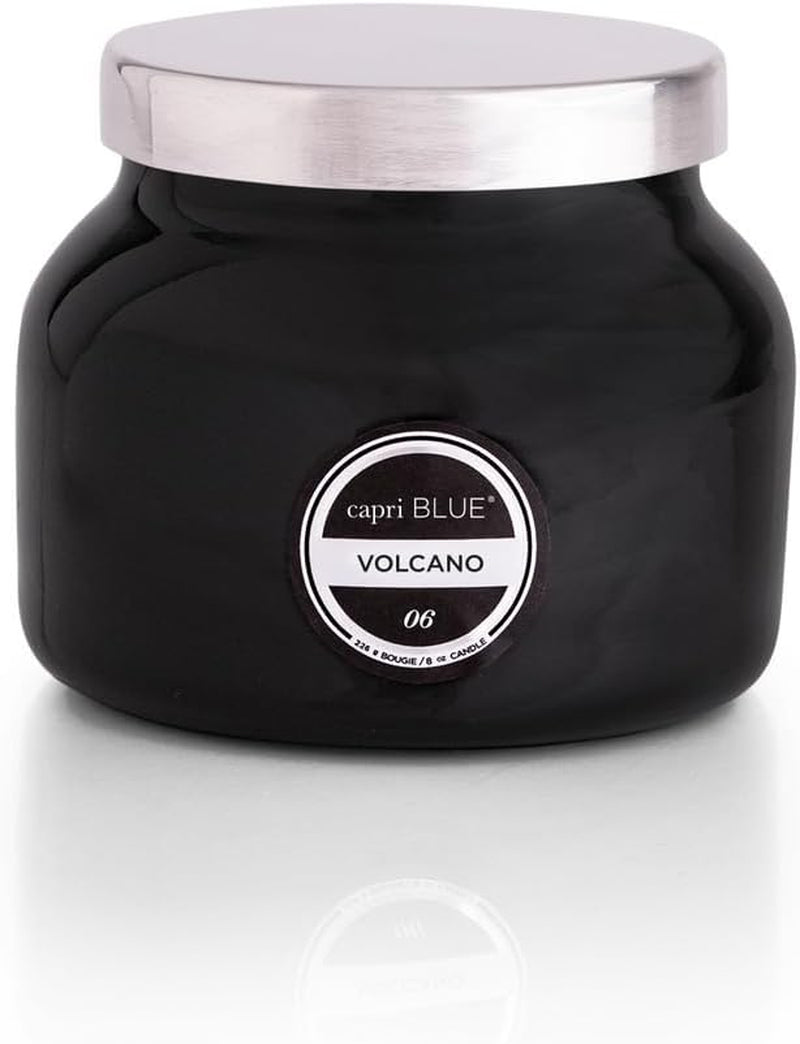 Volcano Scented Candles - Luxury Glass Jar Candles for Home Scented with Tropical Fruit & Sugared Citrus - Soy Wax Blend - Volcano - Black Color (8 Oz)