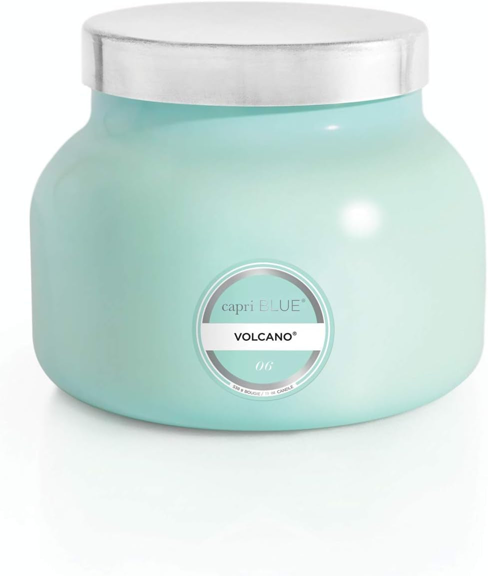 Volcano Scented Candles - Luxury Glass Jar Candles for Home Scented with Tropical Fruit & Sugared Citrus - Soy Wax Blend - Volcano - Black Color (8 Oz)