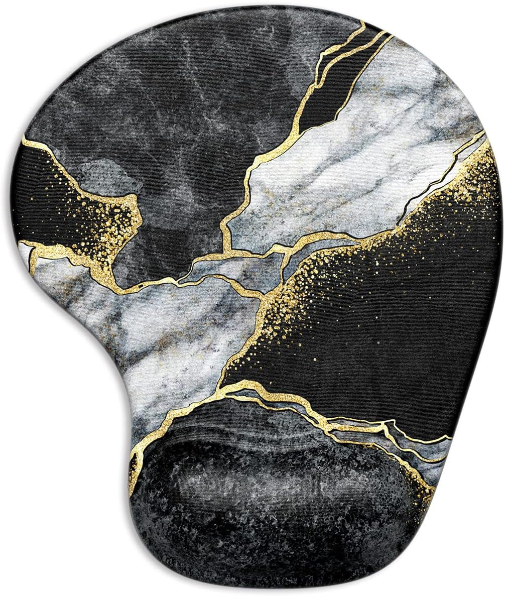 Ergonomic Mouse Pad with Gel Wrist Support Wrist Rest Smooth Surface Non-Slip PU Base Comfortable Office Supplies Pain Relief, 9.5 X 8 Inches, Landscape Forest