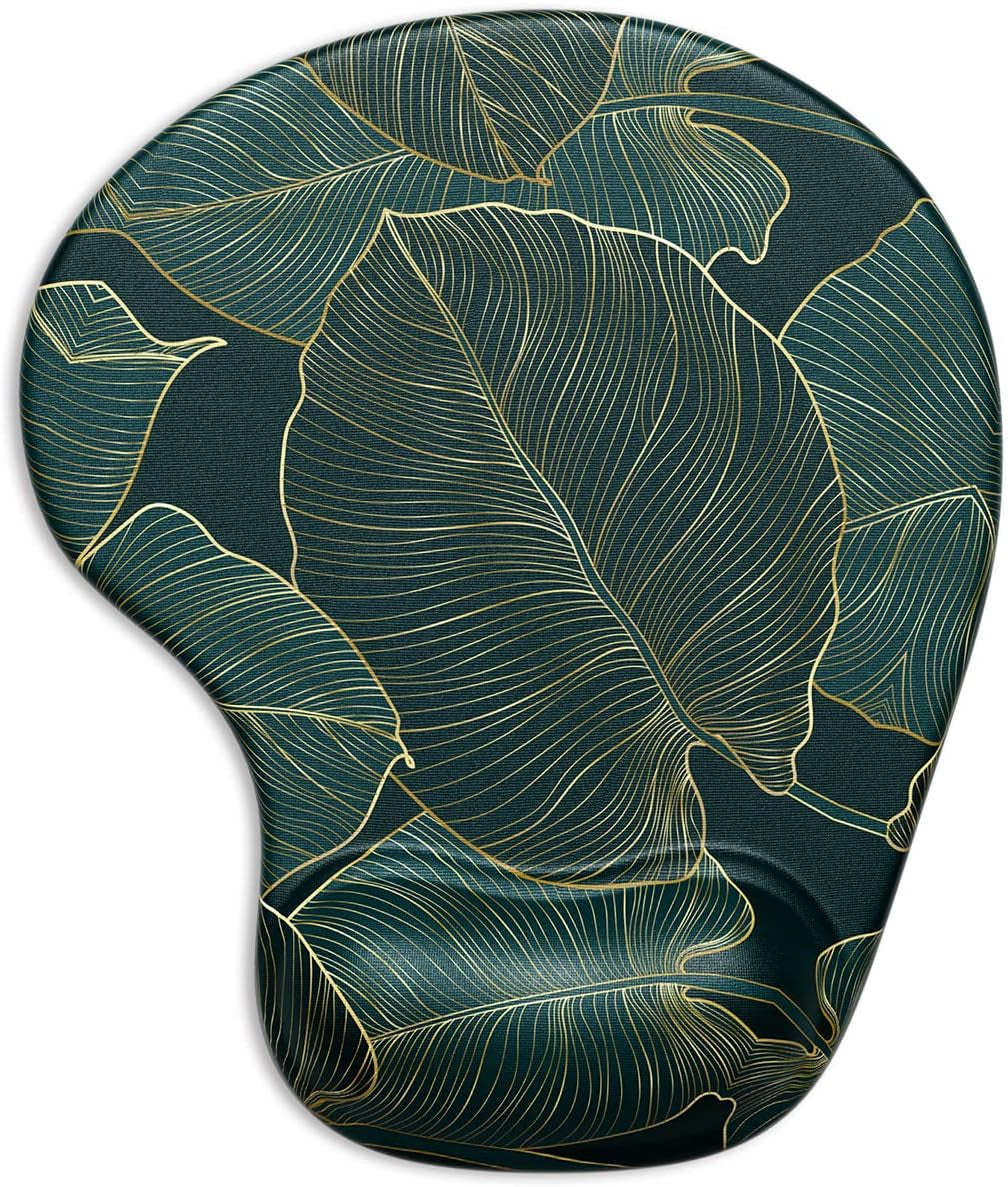 Ergonomic Mouse Pad with Gel Wrist Support Wrist Rest Smooth Surface Non-Slip PU Base Comfortable Office Supplies Pain Relief, 9.5 X 8 Inches, Landscape Forest