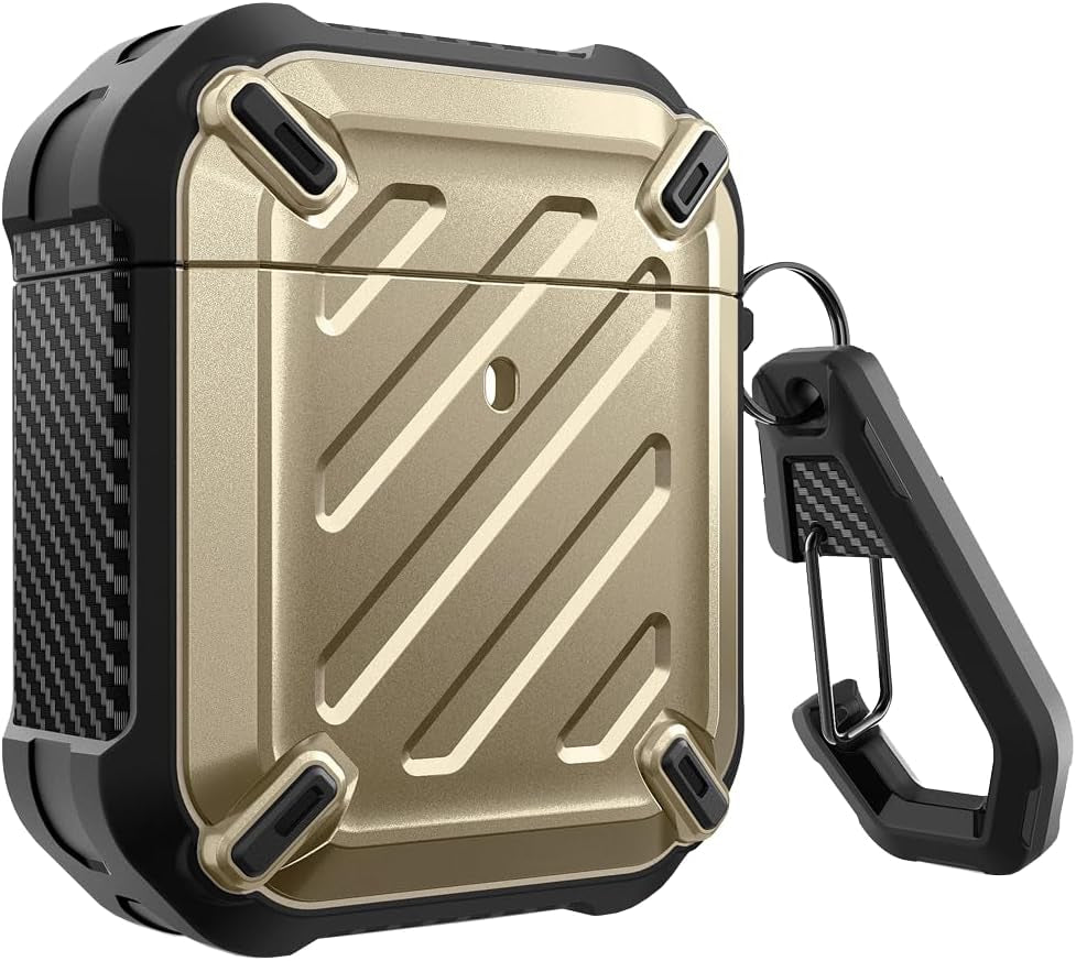 Unicorn Beetle Pro Series Case Designed for Airpods 1 & 2, Full-Body Rugged Protective Case with Carabiner for Apple Airpods 1St & 2Nd (Black)